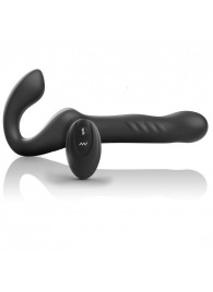 Черный безремневой страпон с вибрацией и возвратно-поступательными движениями - 24 см. - Ibiza - купить с доставкой в Пензе