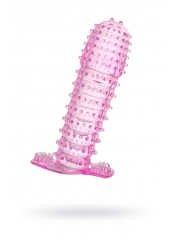 Гелевая розовая насадка с шипами - 12 см. - Toyfa Basic - в Пензе купить с доставкой