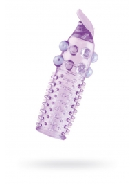 Гелевая фиолетовая насадка с шариками, шипами и усиком - 11 см. - Toyfa Basic - в Пензе купить с доставкой