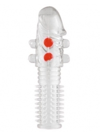 Гелевая прозрачная насадка с шариками и шипами - 14 см. - Toyfa Basic - в Пензе купить с доставкой