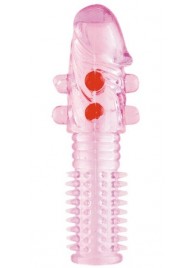 Гелевая розовая насадка с шариками и шипами - 14 см. - ToyFa - в Пензе купить с доставкой