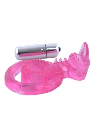 Розовая вибронасадка со стимулятор клитора   Язычок - Toyfa Basic - в Пензе купить с доставкой