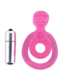 Розовая вибронасадка со стимулятор клитора   Язычок - Toyfa Basic - в Пензе купить с доставкой