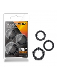Набор из 3 чёрных эрекционных колец Stay Hard Beaded Cockrings - Blush Novelties - в Пензе купить с доставкой