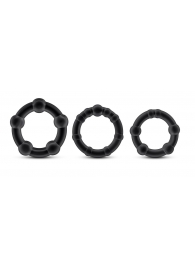 Набор из 3 чёрных эрекционных колец Stay Hard Beaded Cockrings - Blush Novelties - в Пензе купить с доставкой