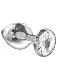 Большая серебристая анальная пробка Diamond Clear Sparkle Large с прозрачным кристаллом - 8 см. - Lola Games - купить с доставкой в Пензе