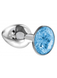 Малая серебристая анальная пробка Diamond Light blue Sparkle Small с голубым кристаллом - 7 см. - Lola Games - купить с доставкой в Пензе