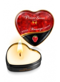 Массажная свеча с ароматом клубники Bougie Massage Candle - 35 мл. - Plaisir Secret - купить с доставкой в Пензе