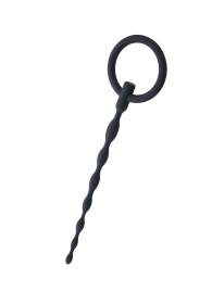 Чёрный уретральный плаг с кольцом - ToyFa - купить с доставкой в Пензе