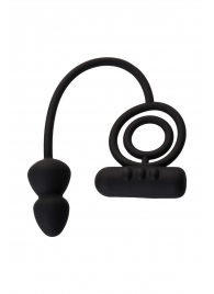 Чёрное эрекционное кольцо с вибропулькой и анальным хвостом - Erotist Adult Toys - в Пензе купить с доставкой