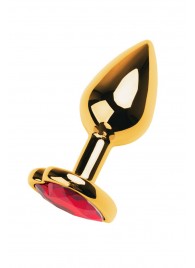 Золотистая анальная пробка с кристаллом-сердцем - 7,5 см. - ToyFa - купить с доставкой в Пензе