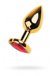 Золотистая анальная пробка с кристаллом-сердцем - 7,5 см. - ToyFa - купить с доставкой в Пензе