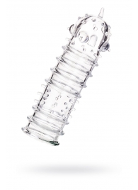 Прозрачная насадка на пенис TOYFA A-Toys с ребрами и точками - 15,3 см. - A-toys - в Пензе купить с доставкой