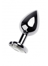 Серебристая анальная пробка с прозрачным кристаллом-сердцем - 8 см. - ToyFa - купить с доставкой в Пензе