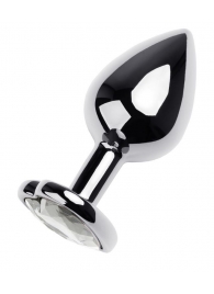 Серебристая анальная пробка с прозрачным кристаллом-сердцем - 8 см. - ToyFa - купить с доставкой в Пензе