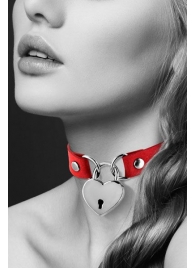 Красный чокер с замком в форме сердца - Bijoux Pour Toi - купить с доставкой в Пензе