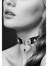 Черный чокер с замком в форме сердца - Bijoux Pour Toi - купить с доставкой в Пензе