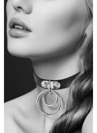 Черный чокер с двумя кольцами - Bijoux Pour Toi - купить с доставкой в Пензе