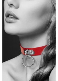 Красный узенький чокер с кольцом - Bijoux Pour Toi - купить с доставкой в Пензе
