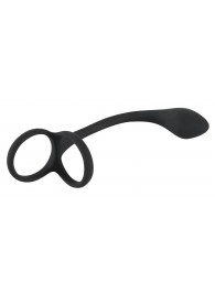 Эрекционное кольцо с утяжкой на мошонку и анальным плаг Black Velvets - Orion - в Пензе купить с доставкой