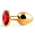 Золотистая анальная пробка с красным стразом - 7,2 см. - Anal Jewelry Plug - купить с доставкой в Пензе