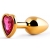 Золотистая анальная пробка с малиновым кристаллом-сердечком - 7 см. - Anal Jewelry Plug - купить с доставкой в Пензе
