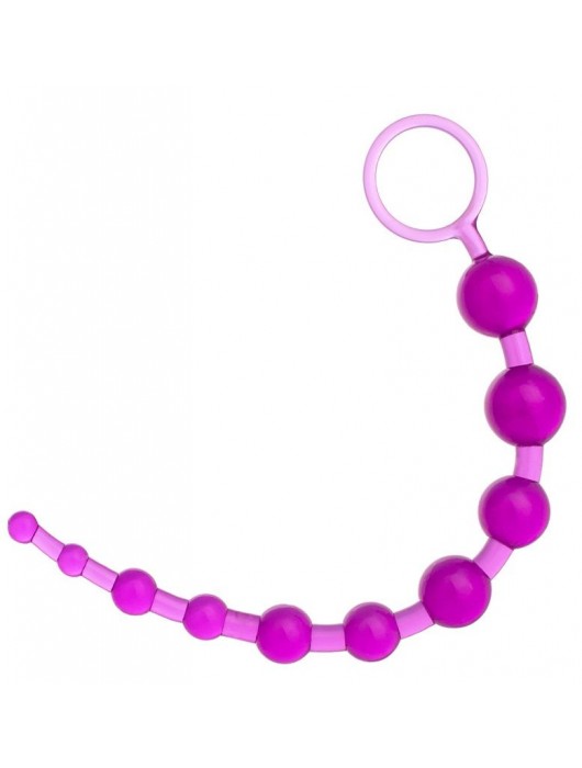 Фиолетовая анальная цепочка с кольцом - 25 см. - Toyfa Basic