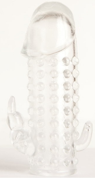 Гелевая прозрачная насадка с 2 отростками - 13 см. - Toyfa Basic - в Пензе купить с доставкой