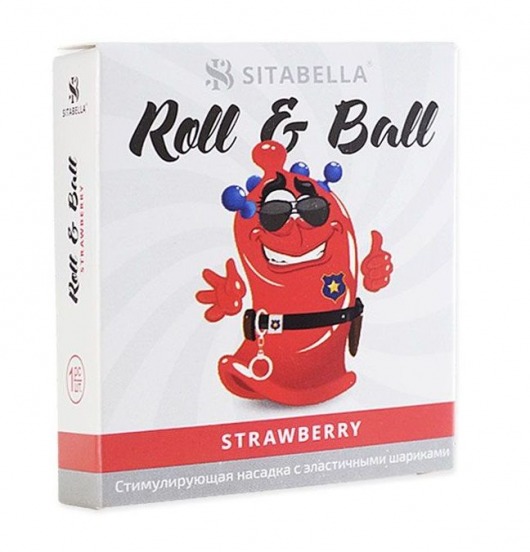 Стимулирующий презерватив-насадка Roll   Ball Strawberry - Sitabella - купить с доставкой в Пензе