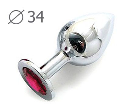 Коническая серебристая анальная втулка с малиновым кристаллом - 8,2 см. - Anal Jewelry Plug - купить с доставкой в Пензе