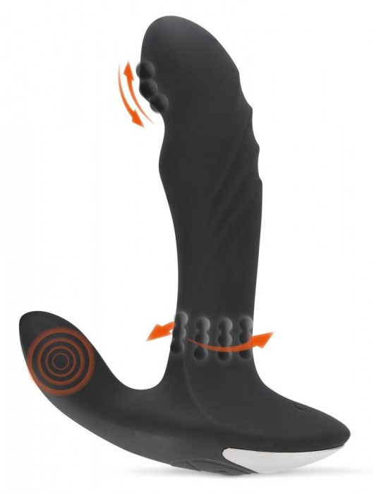 Черный вибромассажер простаты с функцией римминга Plug with Perineum Stimulator - 16,6 см. - Orion - в Пензе купить с доставкой