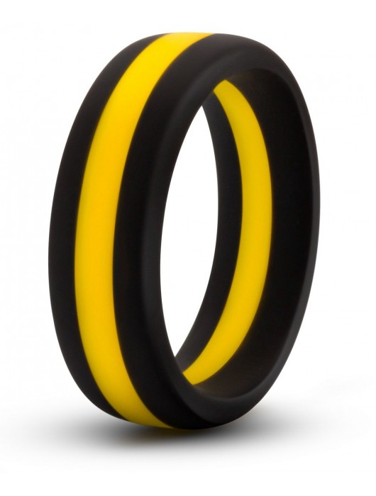Черно-желтое силиконовое эрекционное кольцо Silicone Go Pro Cock Ring - Blush Novelties - в Пензе купить с доставкой