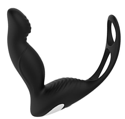 Черный вибромассажер простаты P-PLEASER W ERECTION ENHANCE - Dream Toys - в Пензе купить с доставкой