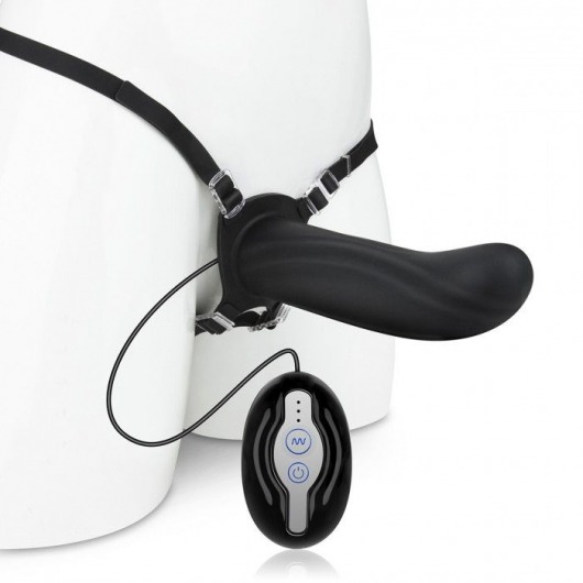 Черный страпон с вибратором Mojo Ghia - Seven Creations - купить с доставкой в Пензе