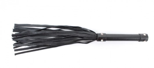 Черная плеть из натуральной кожи с проклепанной ручкой - 44 см. - БДСМ Арсенал - купить с доставкой в Пензе