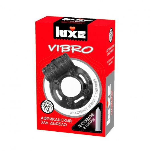 Чёрное эрекционное виброкольцо Luxe VIBRO  Африканский Эль Дьябло  + презерватив - Luxe - в Пензе купить с доставкой