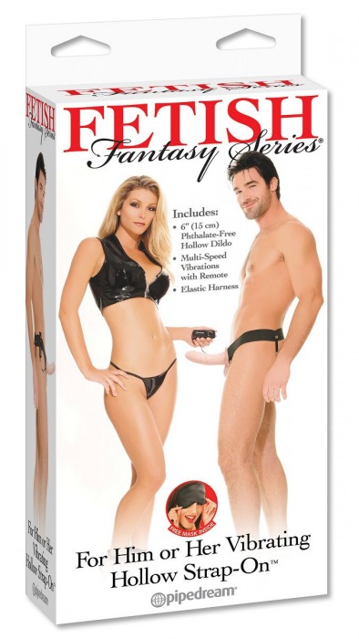 Полый страпон унисекс телесного цвета с вибрацией For Him or Her ​Vibrating Hollow Strap-On - 15 см. - Pipedream - купить с доставкой в Пензе