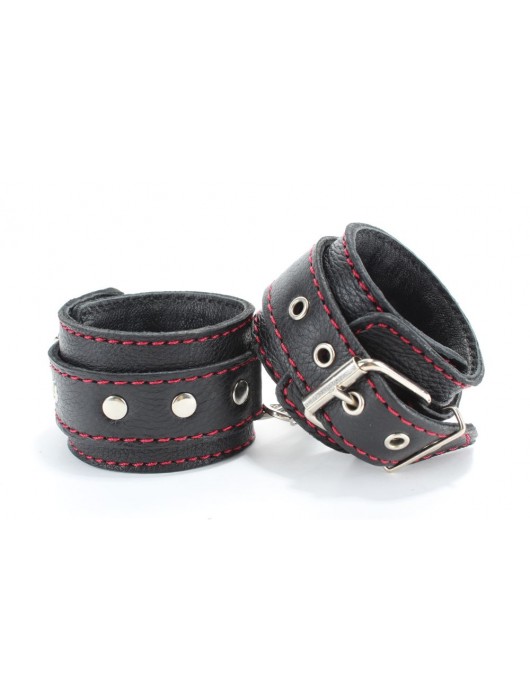 Черный бондажный набор с красной строчкой - БДСМ Арсенал - купить с доставкой в Пензе