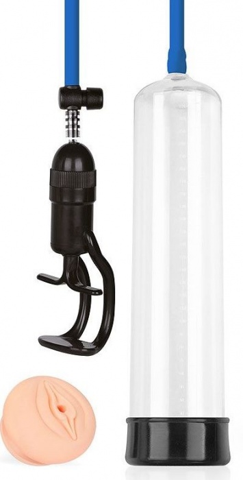 Прозрачная вакуумная помпа Sex Expert с насадкой-вагиной - Sex Expert - в Пензе купить с доставкой