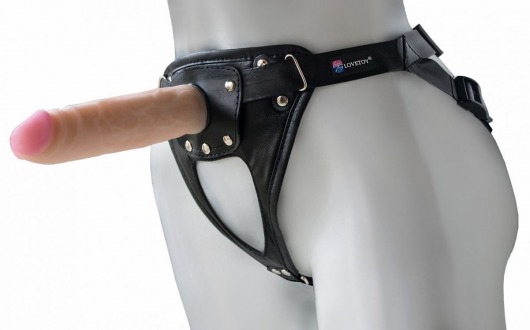 Черный пояс-трусики с насадкой  Soft-Принц  - 17 см. - LOVETOY (А-Полимер) - купить с доставкой в Пензе