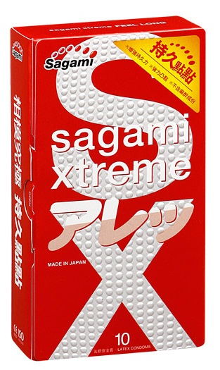 Утолщенные презервативы Sagami Xtreme Feel Long с точками - 10 шт. - Sagami - купить с доставкой в Пензе