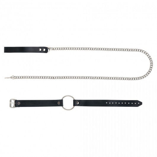 Черный поводок и чокер с кольцом Rada - Rebelts - купить с доставкой в Пензе