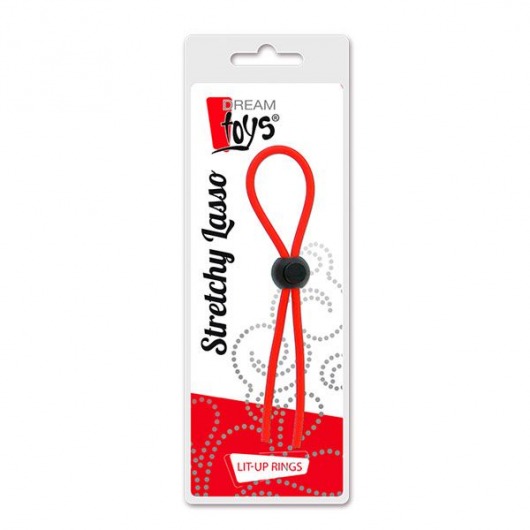 Красное эрекционное лассо с одной бусиной-утяжкой STRETCHY THIN LASSO - Dream Toys - в Пензе купить с доставкой