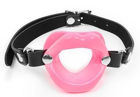 Розовый кляп-губки на черном ремешке - Notabu - купить с доставкой в Пензе