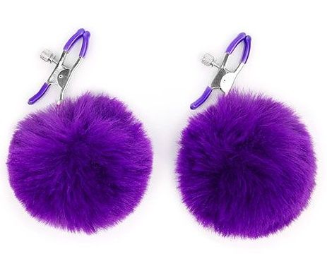 Зажимы для сосков с фиолетовым пушком - Notabu - купить с доставкой в Пензе
