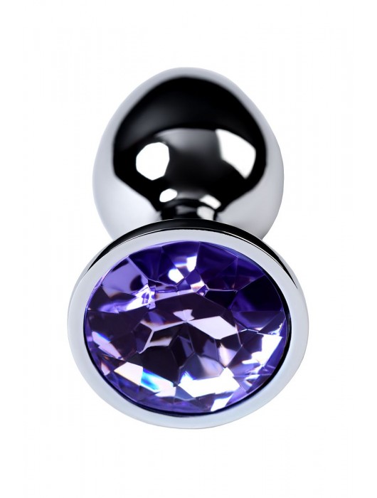 Серебристая конусовидная анальная пробка с фиолетовым кристаллом - 7 см. - ToyFa - купить с доставкой в Пензе