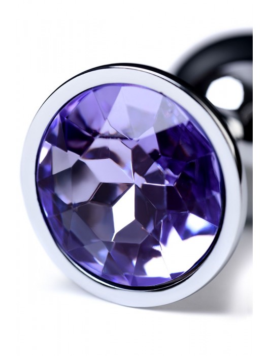 Серебристая конусовидная анальная пробка с фиолетовым кристаллом - 7 см. - ToyFa - купить с доставкой в Пензе
