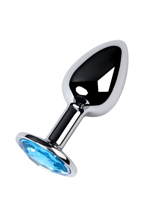 Серебристая конусовидная анальная пробка с голубым кристаллом - 7 см. - ToyFa - купить с доставкой в Пензе