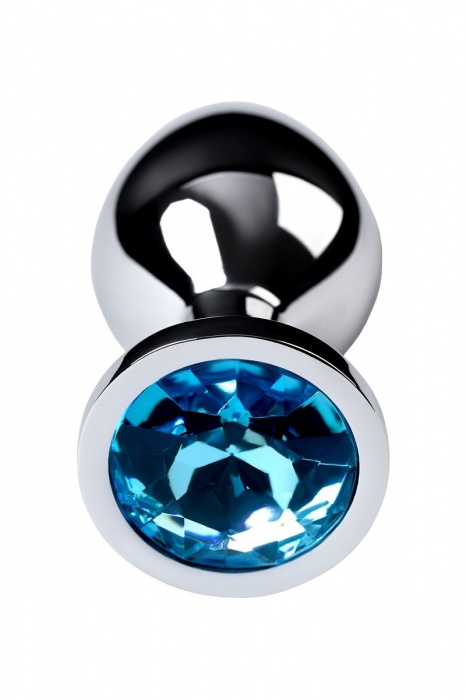 Серебристая конусовидная анальная пробка с голубым кристаллом - 8 см. - ToyFa - купить с доставкой в Пензе