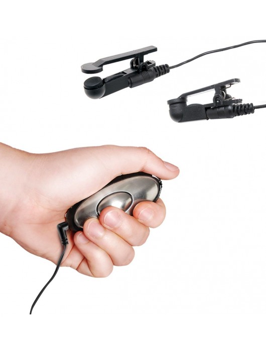 Черные электрические зажимы для сосков Shock Therapy Nipple Clamps - Pipedream - купить с доставкой в Пензе